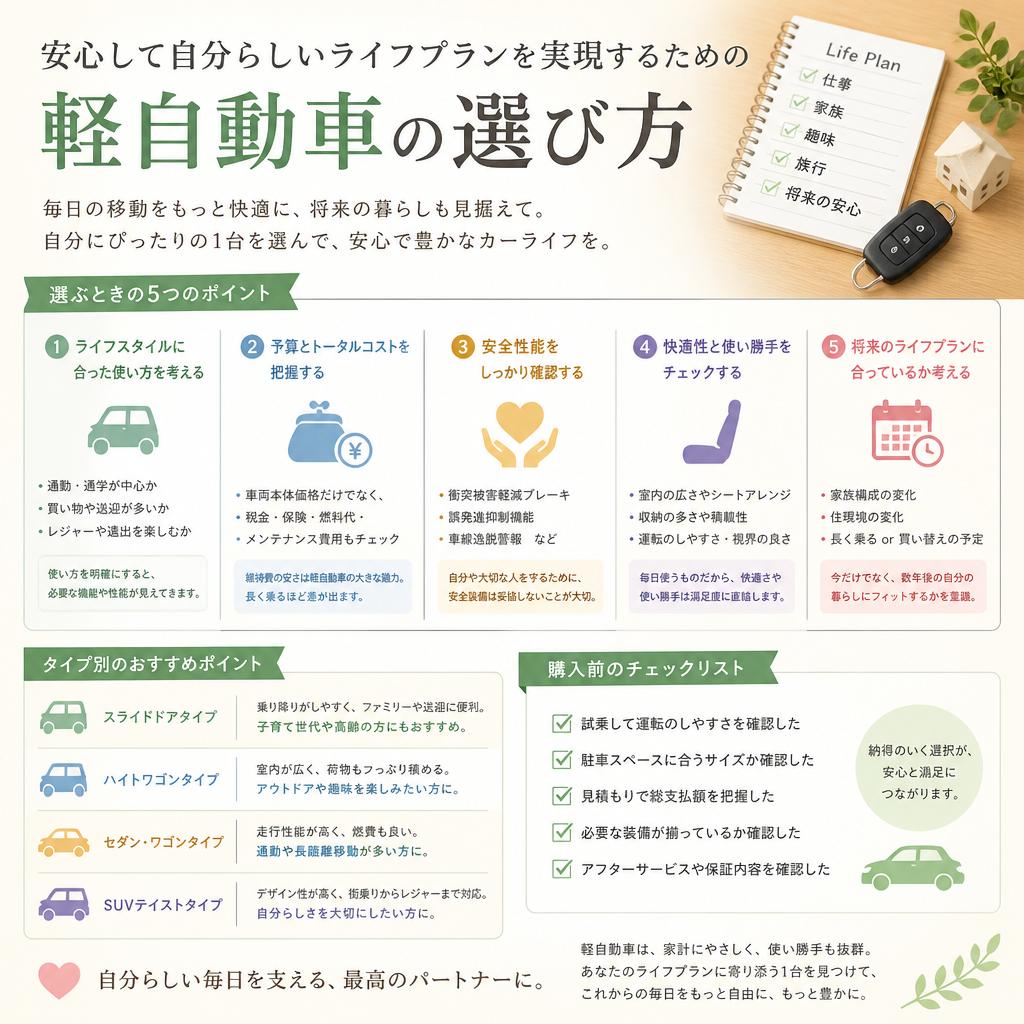 安心して自分らしいライフプランを実現するための軽自動車の選び方