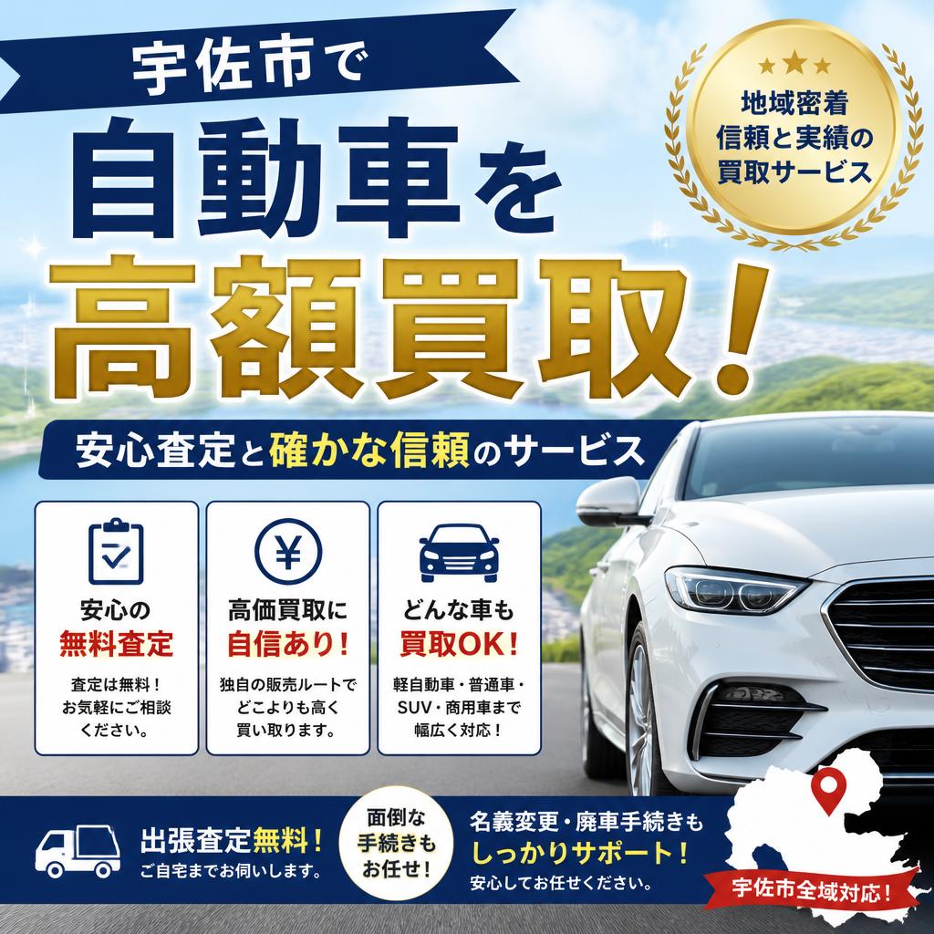 宇佐市で自動車を高額買取！安心査定と確かな信頼のサービス